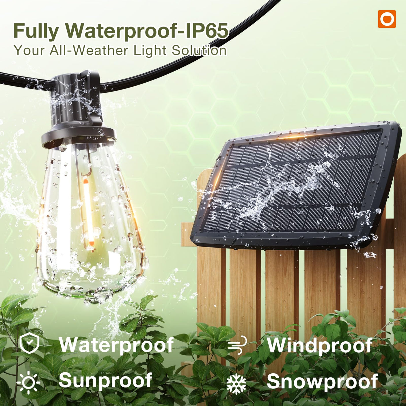 addlon 54(48+6) FT Solar String Lights Waterproof,Patio Lights Solar Powered with Remote & USB Port 15+1 LED Shatterproof Bulbs 3 Light Modes, Dimmable Solar Light for Camping Backyard Garden