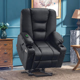 MCombo Power Lift Recliner Chair for Elderly, Lift Chair with Heat and Massage, USB Ports, Cup Holders, Faux Leather 7519 (Medium, Dark Brown)