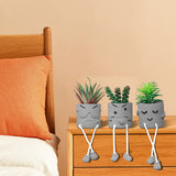 Zerzsy 3pcs Creative Artificial Succulents with Gray Flower Pots, Mini Potted Succulents for Home Office Desk Decor and Gift Choice