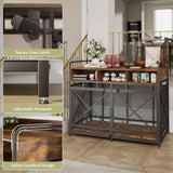 Dog Crate Furniture, 43 Inch Large Dog Kennel End Table with 3 Drawers, Heavy Duty Dog Crate for Large Dogs, Wooden Decorative XL Dog Cage Indoor 43.3" L x 27.6" W x 35.7" H (Rustic Brown)