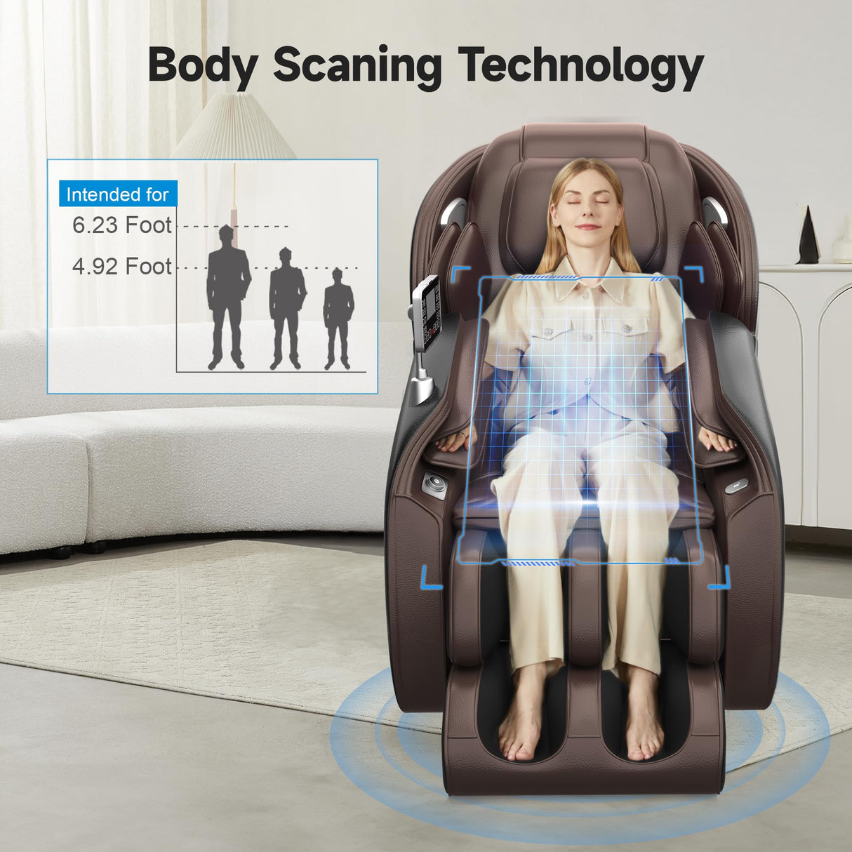 Real Relax Massage Chair Favor-06, Full Body Zero Gravity SL-Track Shiatsu Massage Recliner Chair with APP Control, Brown