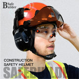 Industrial Safety Helmet with Visor Ear Muffs Hard Hat with Visor Vented Hardhats Construction Work Head Protection ANSI