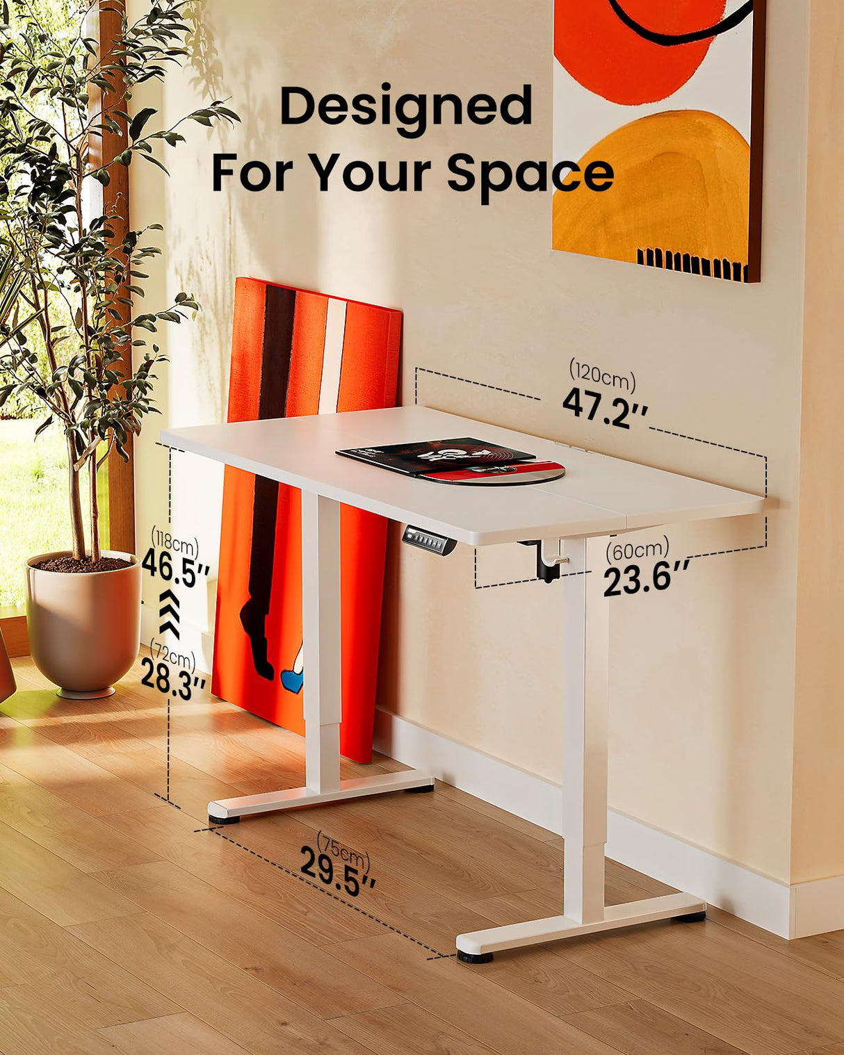 ErGear Height Adjustable Electric Standing Desk, 55 x 28 Inches Sit Stand up Desk, Large Memory Computer Home Office Desk with Two-Piece Desktop (Black)