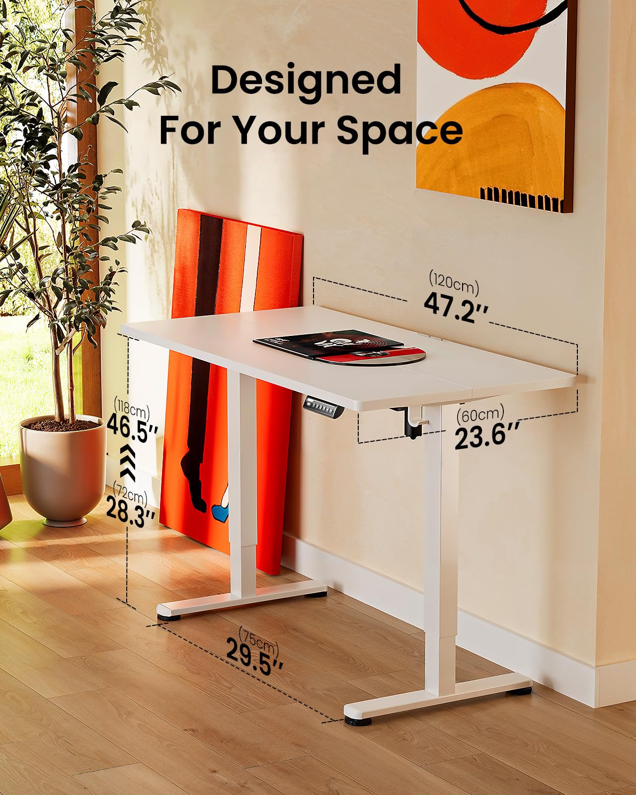 ErGear Height Adjustable Electric Standing Desk, 55 x 28 Inches Sit Stand up Desk, Large Memory Computer Home Office Desk with Two-Piece Desktop (Black)
