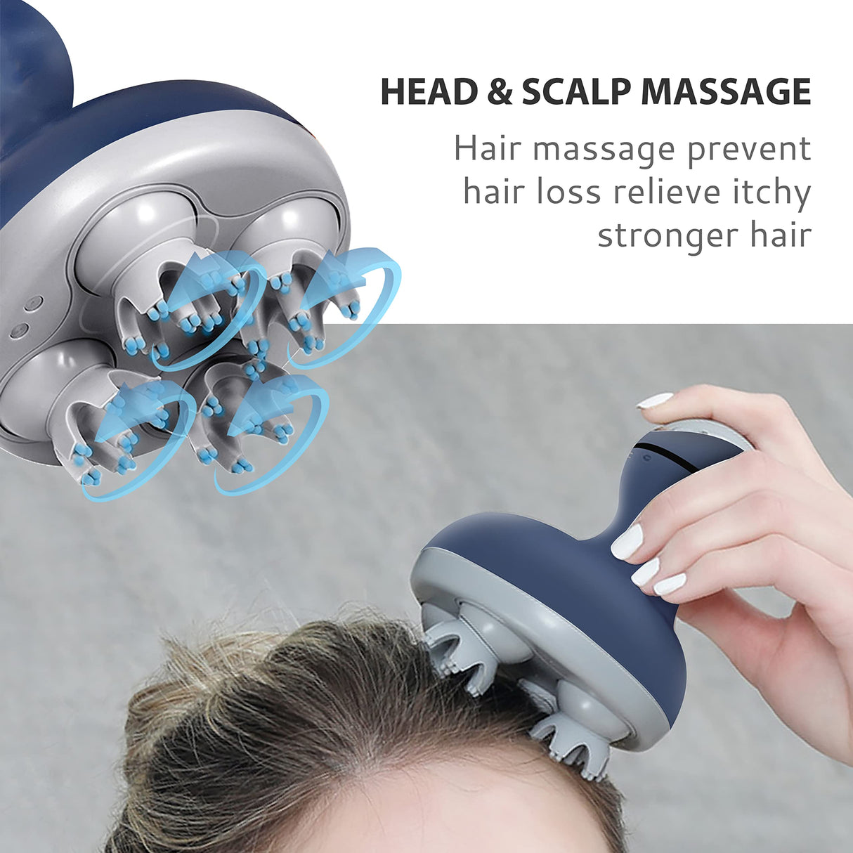 COMFIER Electric Cordless Hair Scalp Massager with Kneading 84 Massage Nodes, Handheld Portable Head Scratcher Massager for Hair Growth, Deep Clean and Stress Relax, Gifts for Men Dad