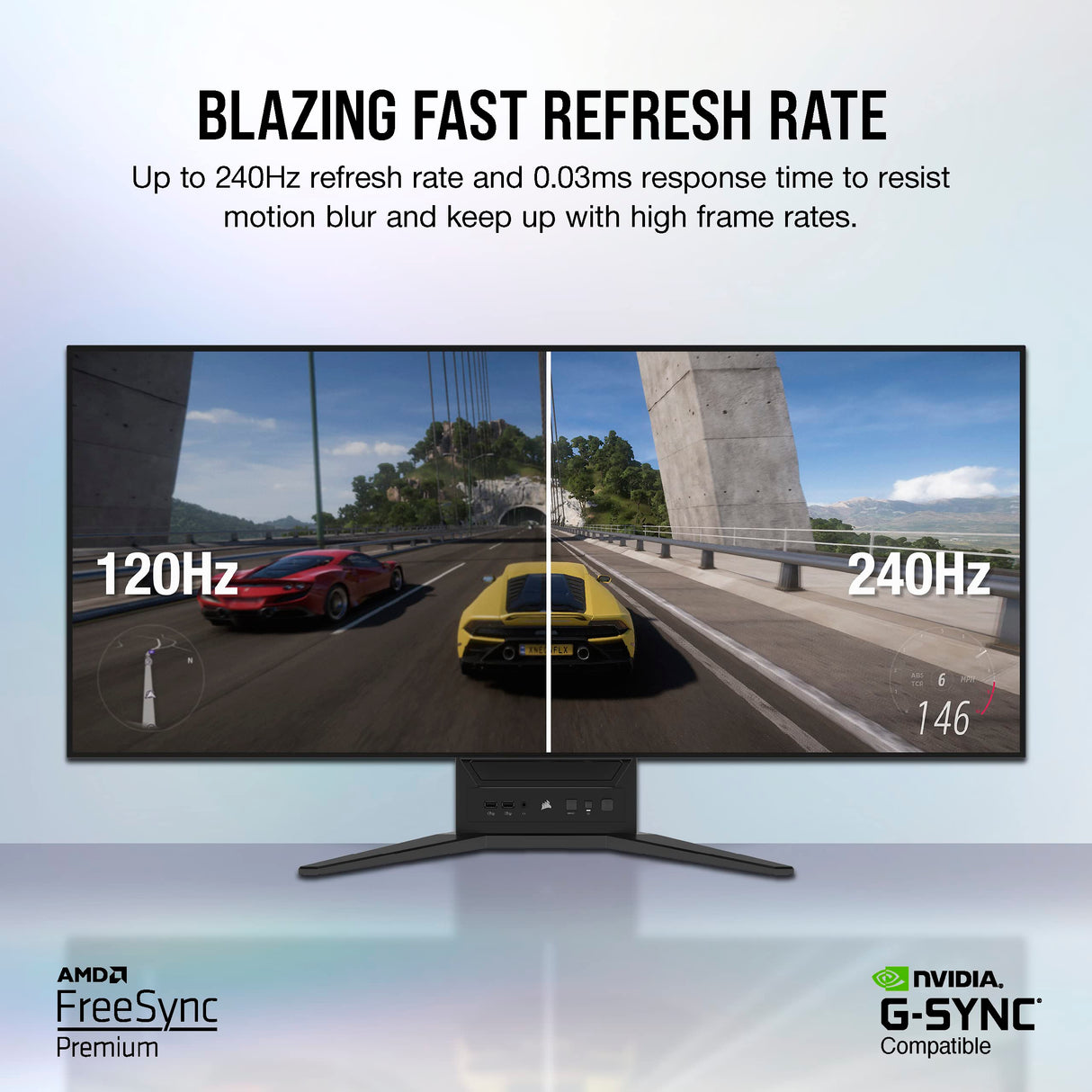 Corsair 45-Inch 240Hz OLED Gaming Monitor - 3440x1440, 0.03ms Response, G-SYNC/FreeSync Compatible