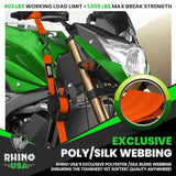 Rhino USA Retractable Ratchet Straps (4-Pack) - 1 Inch x 10 Feet (1,209lb Break Strength) - Heavy Duty Auto Self Retracting Tie Down Straps for Truck, Cargo Trailer, Motorcycle, Rad & More - Green