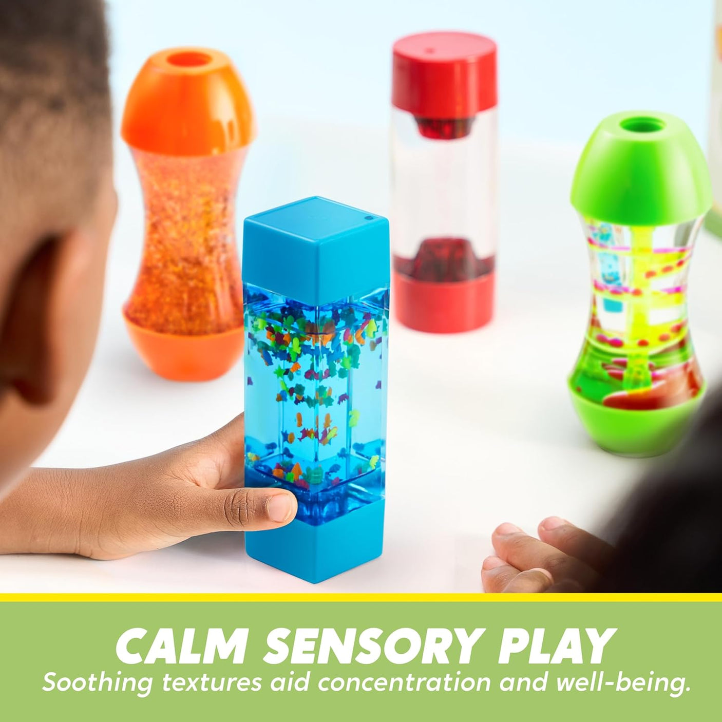 JOYIN 4-Pack Fidget Tubes for Kids, Sensory Tubes, Stress Relief Toy, Speech Therapy Materials, Calming Toys for Children with Autism, Calm Down Corner Supplies, Easter Presents for Toddlers