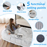 Human Dog Bed, Large Dog Beds for Humans Size Fits You and Pets, Washable Faux Fur Orthopedic Human Pet Bed for People Doze Off, Napping, Present Pillow, Blanket, Strap - Khaki