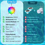 Above Ground Pool Lights with APP Control 20W RGB Dimmable LED Pool Lights with Suction Cups and Built-in Magnets 12V Underwater Pool Light for Above ground Inground Pools IP68 Waterproof 28FT Cord B