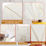 Cuffbow 5 Pcs Funny Pajama Set for Men Halloween Costume Include Men's Nightgown Sleeping Cap Glasses Candle Holder with Candle