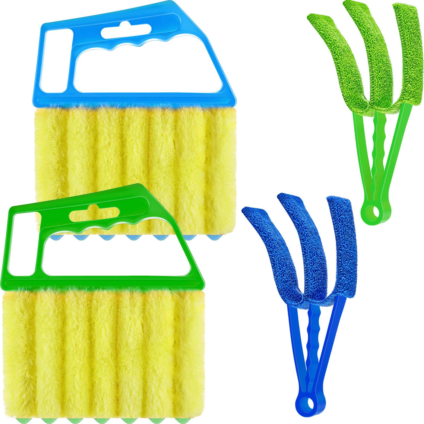 4 Pcs Window Venetian Blind Cleaner Duster Tool 7 Finger Blind Rush and Shutter Cleaner Brush Hand-held Window Shutter Air Conditioner Duster for Dirt(Yellow, Orange)