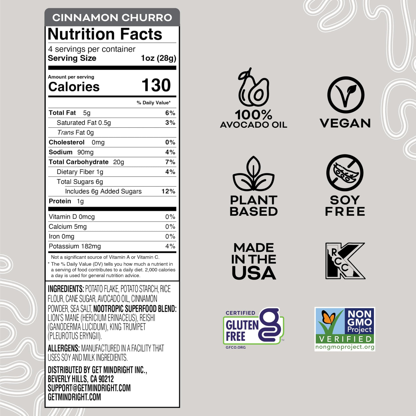 MINDRIGHT Superfood Vegan Nootropic Snack Popped Veggie Chips Variety Pack - Gluten Free Non-Gmo Grain Free - Brain Food Healthy Chips To Help Enhance Mood, Energy & Focus (4oz, 4 Pack)
