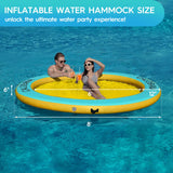 Round Floating Ring Inflatable Water Hammock Heavy Duty River Floats Lake Raft for Adults Tanning Pool Lounger Float Island Platform Pad Mat for Party