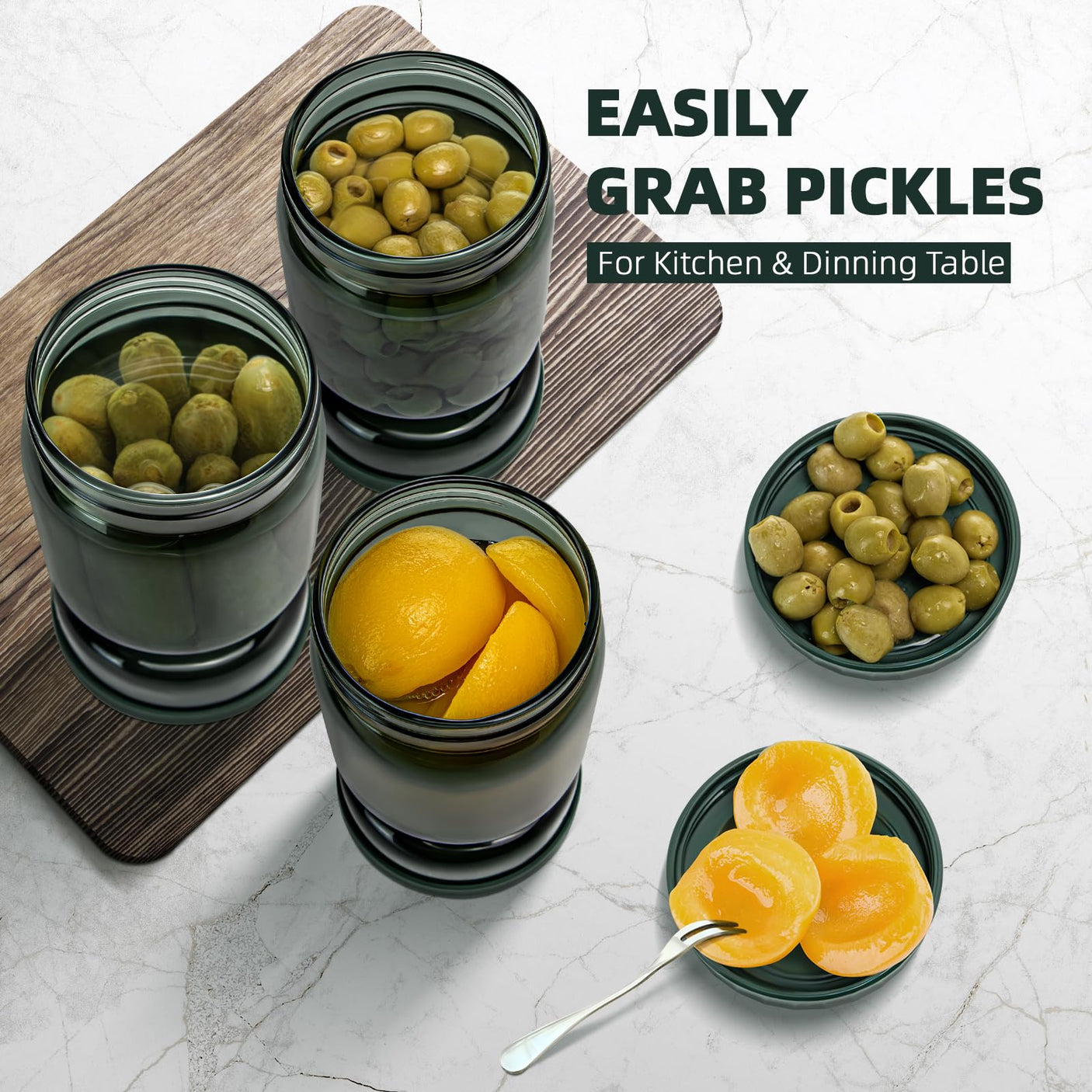 WhiteRhino Pickle Jar with Strainer Flip,34oz Pickle Container Pickle and Olive Hourglass Jar,Glass Flip Pickle Jar Juice Separator Jar with Airtight Lid for Jalapeno Gherkin