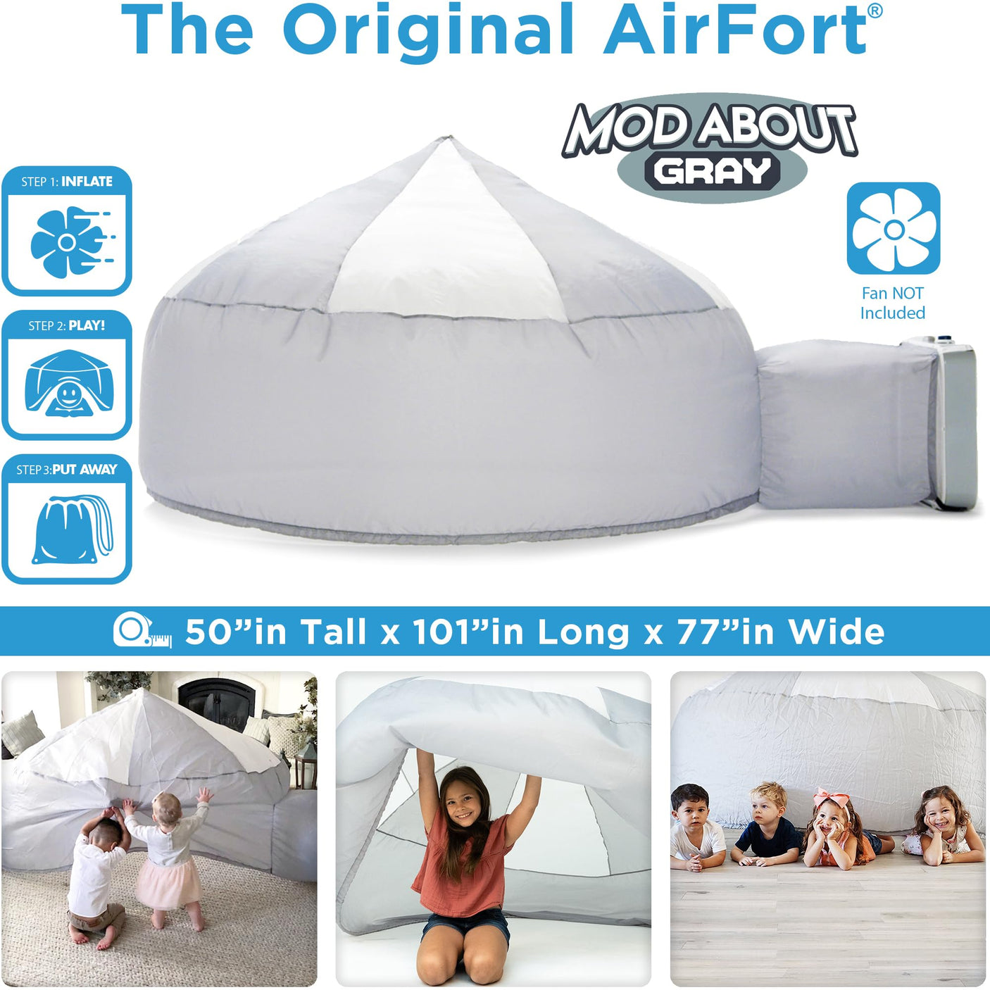 The Original Patented AirFort - Build A Fort in 30 Seconds, Inflatable Fort for Kids, Play Tent for 3-14 Years, A Playhouse Where Imagination Runs Wild, Fan not Included (Starry Night)
