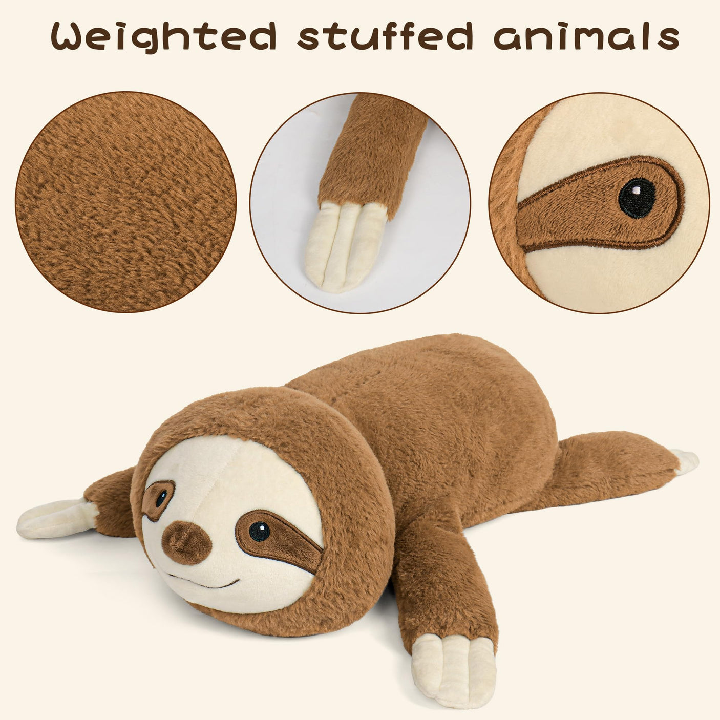 5 lbs, 24 inches Panda Weighted Stuffed Animals, Cuddly Weighted Panda Plush Pillow Giant Plushie Ideal Gift for Adults & Kids