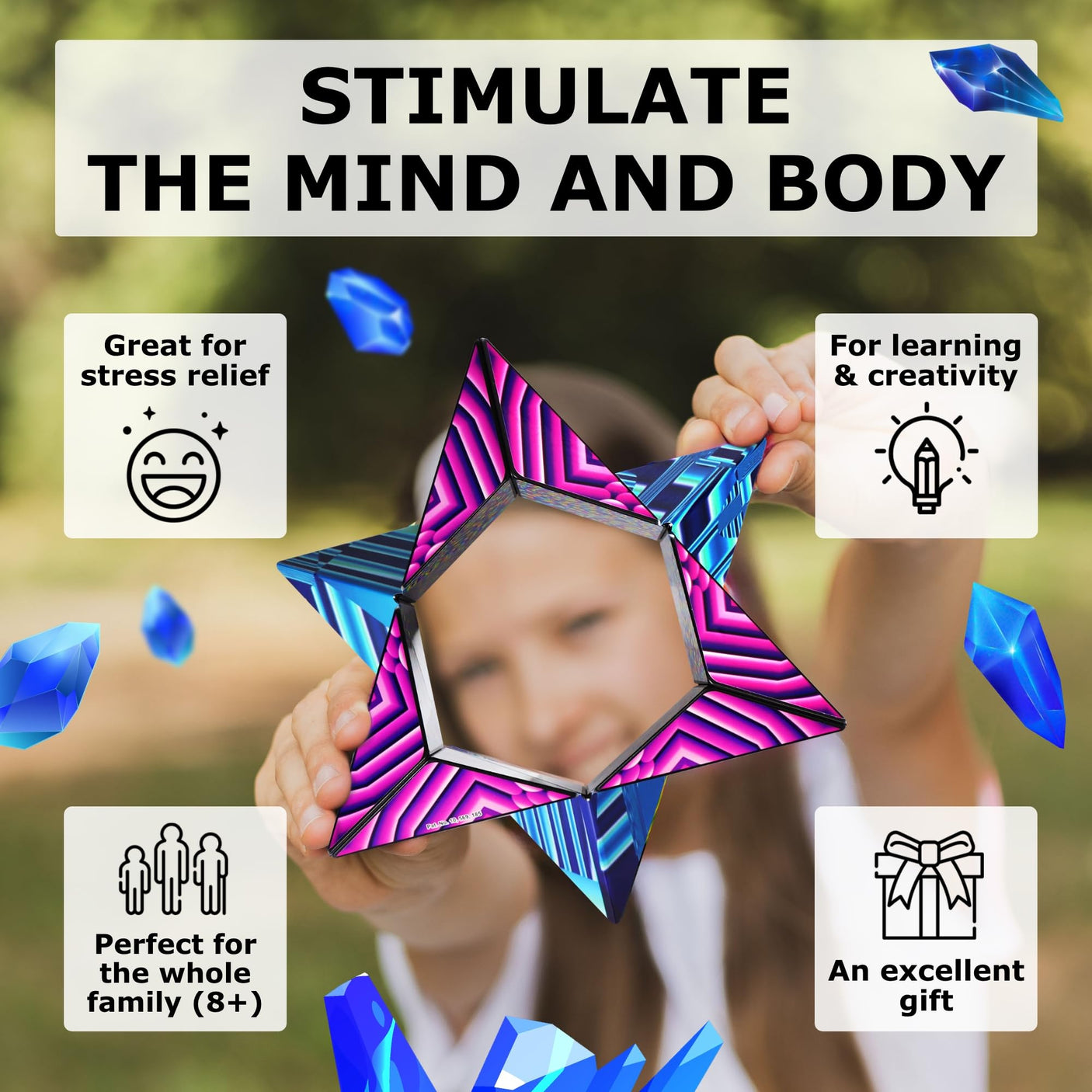 SHASHIBO Holographic Shape Shifting Box - STEM Magnetic Fidget Cube That Transforms Into Over 70 Shapes, Download Fun in Motion Toys Mobile App (Vapor)
