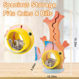 Wooden Dinosaur Piggy Bank Boalord for Boys Kids Girls Clear Big Belly Animal Coin Bank for Toddler Real Money Toy（Dino-Blue）