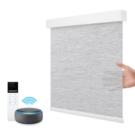 Motorized Smart Blind for Window with Remote Control, Automatic Blackout Roller Shade Customizable Size,with Valance Child Safety Rechargeable Battery Blinds (Full Blackout Black)