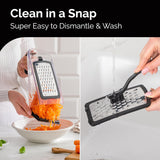 Cheese Grater with Garlic Crusher- Box Grater Vegetable Shredder with 3 Stainless Steel Blades - Graters for Kitchen- Cheese Graters with Handle - Garlic Mincer Tool and Vegetable Peeler