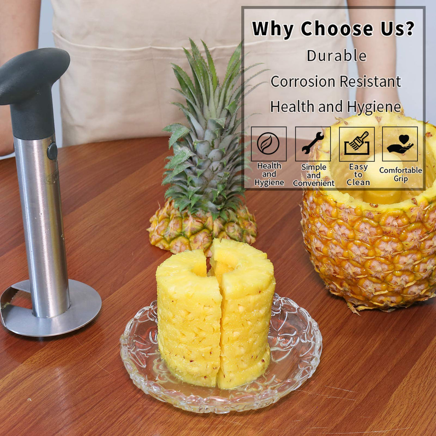 Pineapple Corer, [Upgraded, Reinforced, Thicker Blade] Newness Premium Pineapple Corer Remover (Black)