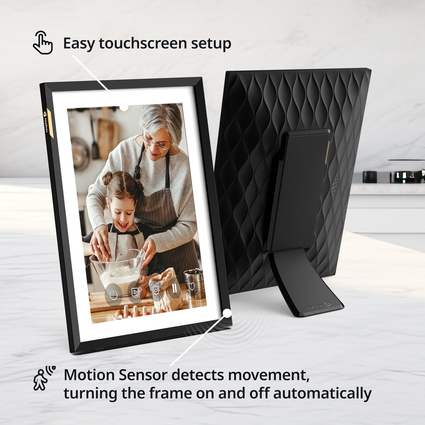 Nixplay Digital Picture Frame [AI-Enhanced] Stunning HD Touch Screen Display | Perfect Digital Picture Frame for Gifting | Auto-Rotation Feature, Securely Share Photos/Videos via Email or App | 10.1"