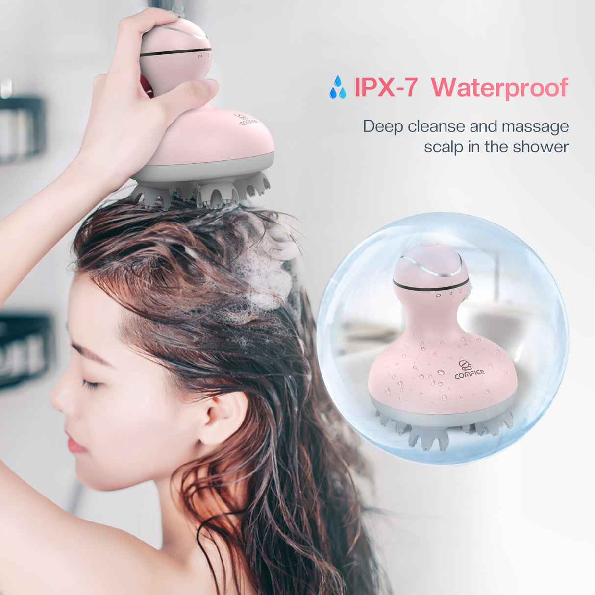 COMFIER Electric Cordless Hair Scalp Massager with Kneading 84 Massage Nodes, Handheld Portable Head Scratcher Massager for Hair Growth, Deep Clean and Stress Relax, Gifts for Men Dad
