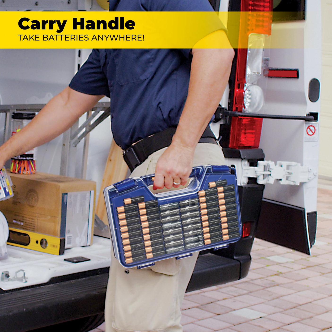 Ontel Battery Daddy Storage & Organizer Case with Tester, Stores & Protects Up to 180 Batteries, Double-Sided, Durable Design W/Clear Locking Lid, Secure Latches & Portable Carrying Handle- Warm Grey