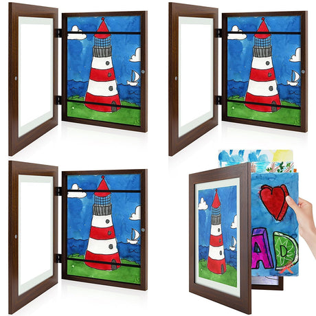 Golden State Art, 10x12.5 Kids Art Frames, Front-Opening Picture Frame Great for Kids Drawings, Artworks, Children Art Projects, Schoolwork, Home or Office (Walnut Set of 2)