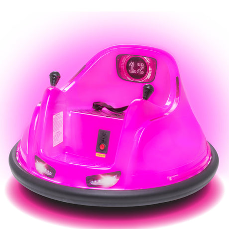 Flybar 6V Blue Glow Bumper Car for Kids – LED Ride-On Toy with 360° Spin, Rechargeable Battery, and Soft Rubber Bumpers – Safe Indoor Fun for Toddlers Ages 1.5+, Up to 66 lbs