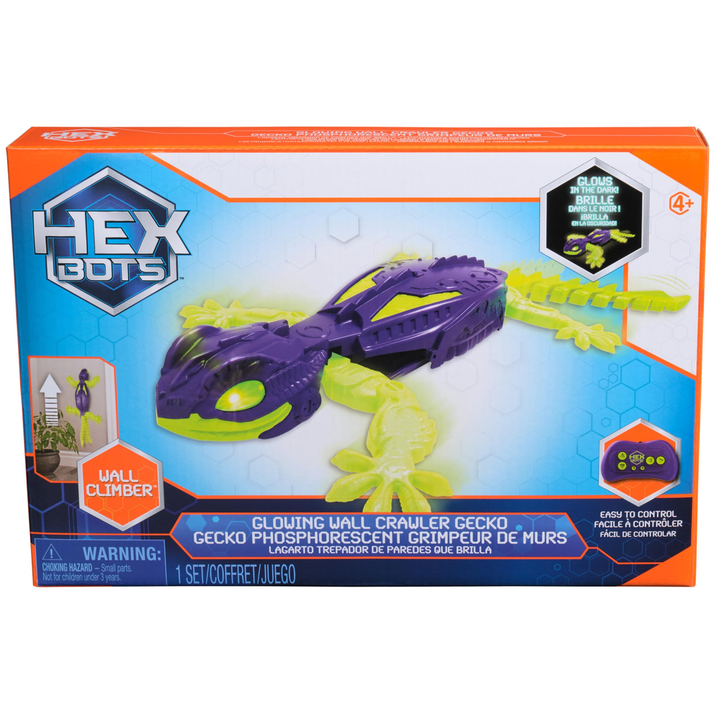 HEX BOTS Wall Crawler Gecko, Rechargeable Remote Control Robot Kids Toys, Climbs up Walls, RC Robot Toys for Boys & Girls Ages 4 & Up