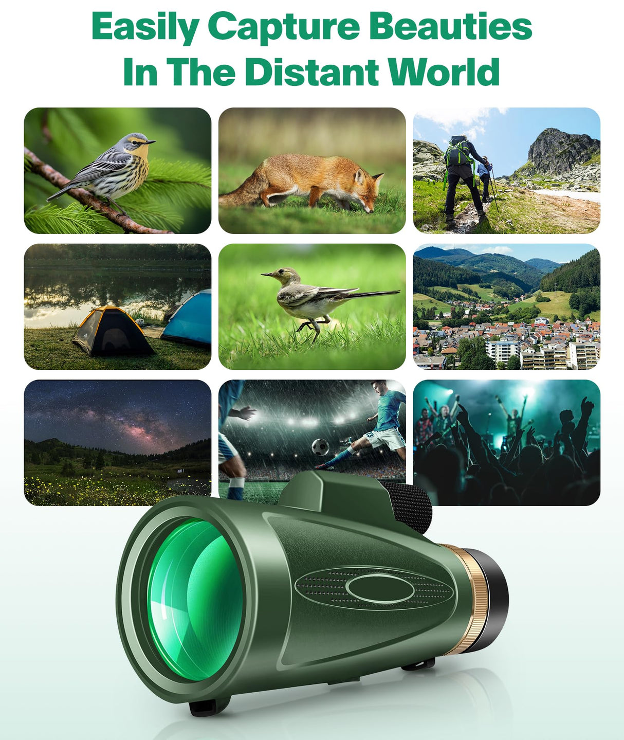 Monocular Telescope 80x100 High Power with Smartphone Adapter Tripod,Larger Vision Monoculars for Adults with BAK4 Prism & FMC Lens, Suitable for Bird Watching Hunting Hiking Camping Wildlife-Black