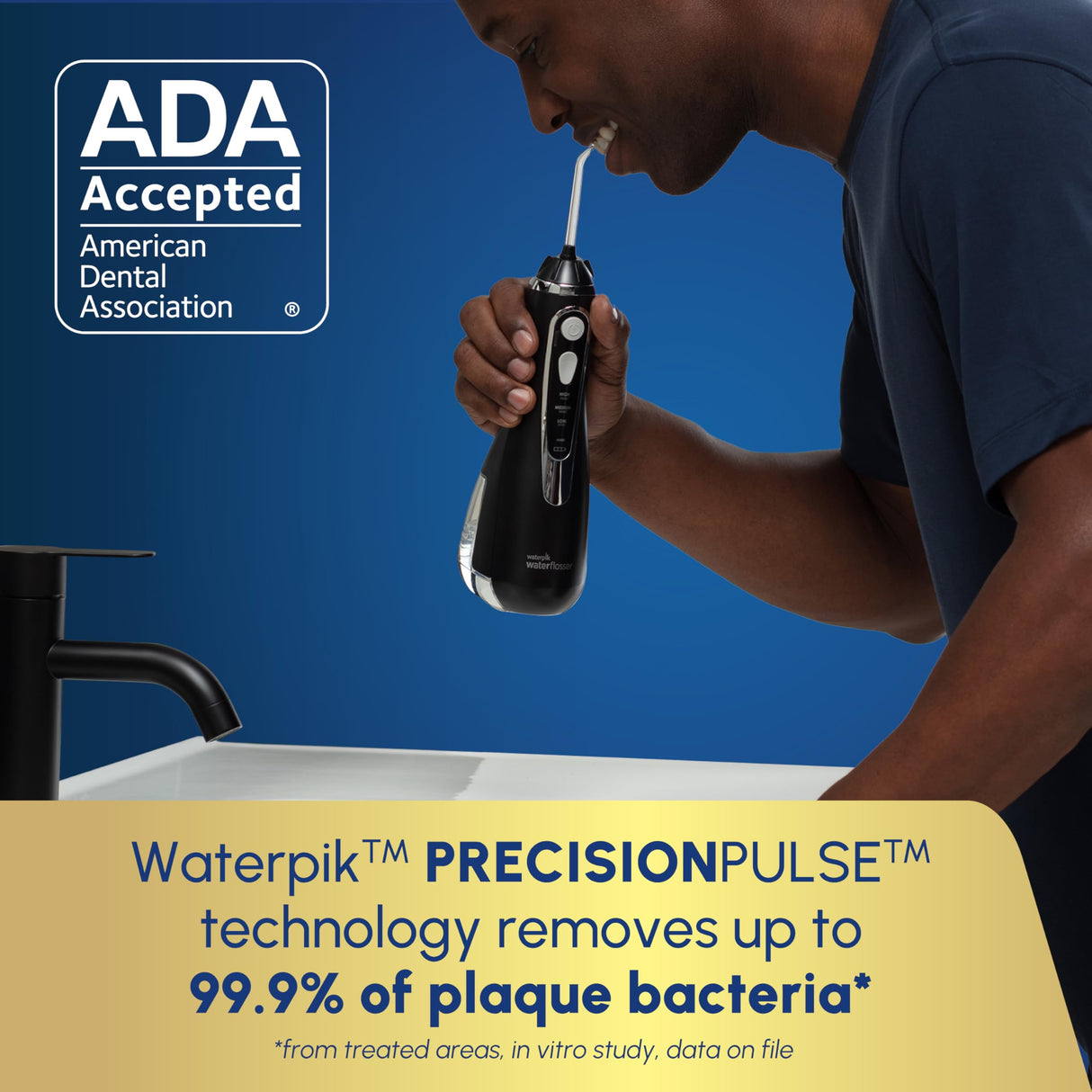 Waterpik Cordless Advanced 2.0 Water Flosser For Teeth, Gums, Braces, Dental Care With Travel Bag and 4 Tips, ADA Accepted, Rechargeable, Portable, and Waterproof, White WP-580, Packaging May Vary