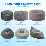 Hobestluk 3 in 1 Bean Bag Chair Giant Bean Bag Chairs Convertible Bean Bag Floor Cushion with Machine Washable Cover, Beanbag Chairs for Adult (Dark Grey)
