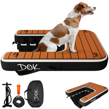 DOK Dog-DOK Inflatable Dock Platform: Safe & Easy Water Access for Dogs Up to 230 lbs; Floating Non-Slip EVA Foam with Dog Boat Ramp for Pool, Dock, & Lake | Military Grade & High Visibility