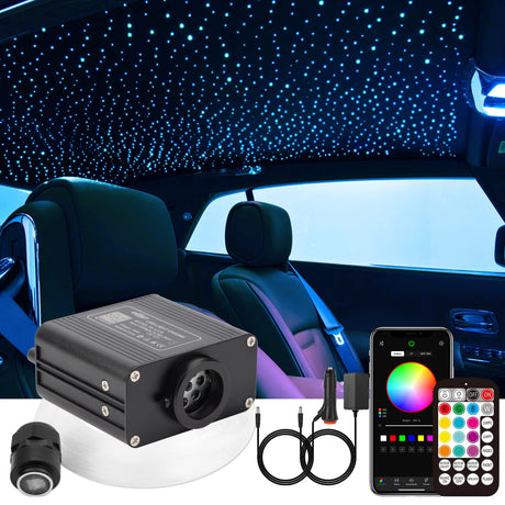 CHINLY Two-Color 1000pcs Twinkle Starlight Headliner Kit 1000 Piece Star Lights for Car,13.1ft Car Star Lights,APP RGBW Fiber Optic Lights Starlights Headliner Kit for Home Theater
