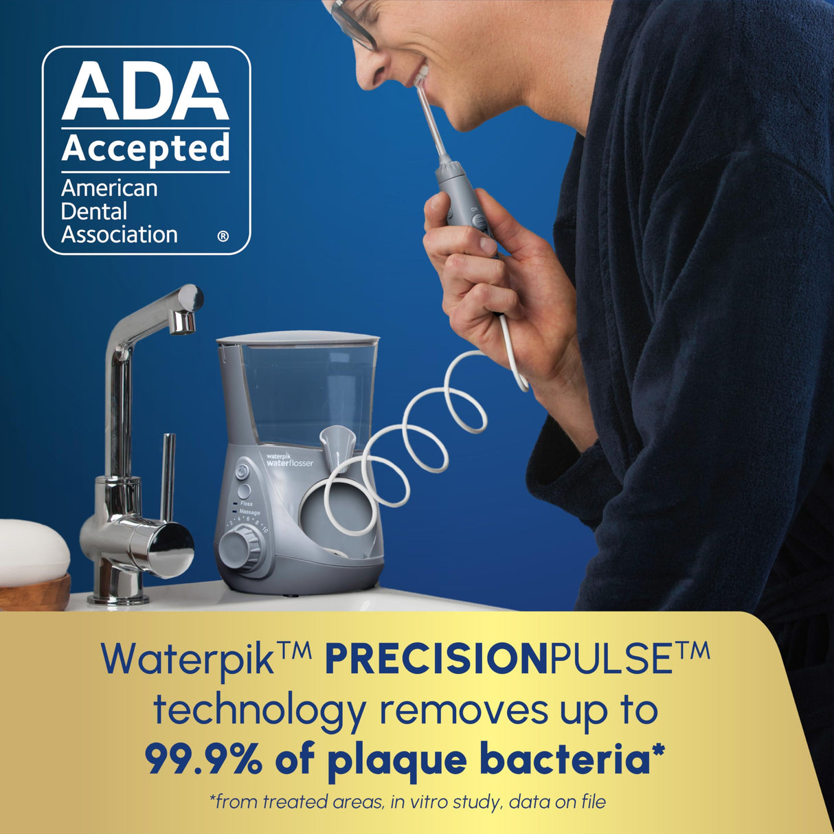 Waterpik Aquarius Water Flosser Professional For Teeth, Gums, Braces, Dental Care, Electric Power With 10 Settings, 7 Tips For Multiple Users And Needs, ADA Accepted, White WP-660, Packaging May Vary