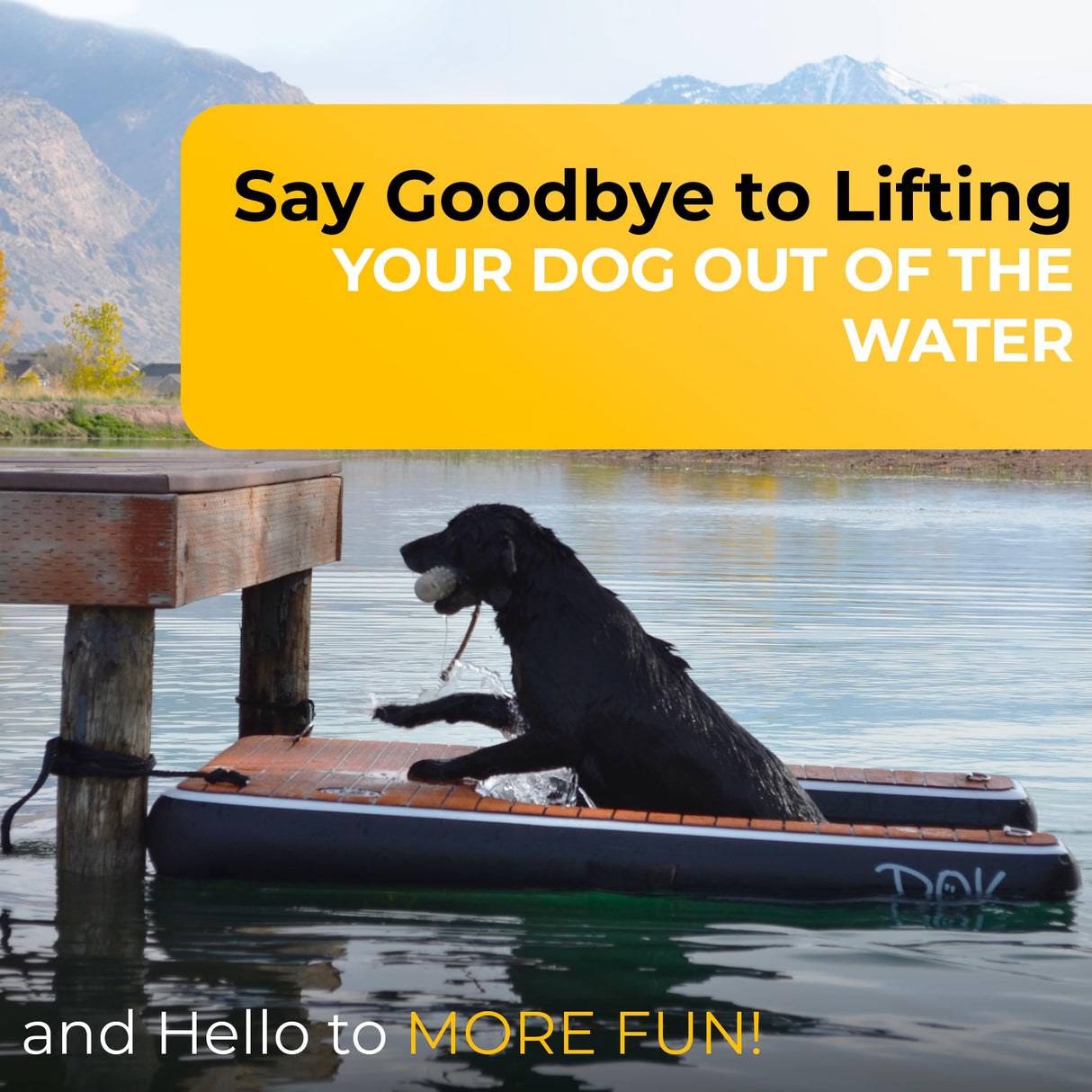 DOK Dog-DOK Inflatable Dock Platform: Safe & Easy Water Access for Dogs Up to 230 lbs; Floating Non-Slip EVA Foam with Dog Boat Ramp for Pool, Dock, & Lake | Military Grade & High Visibility