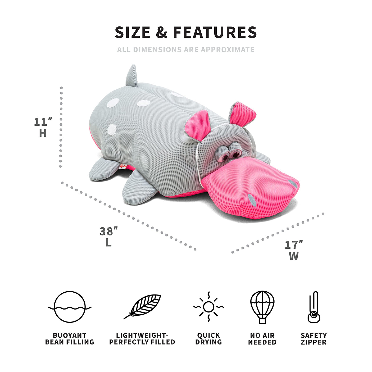 Big Joe Pool Petz Animal Pool Toy Float, Quick Draining Fabric