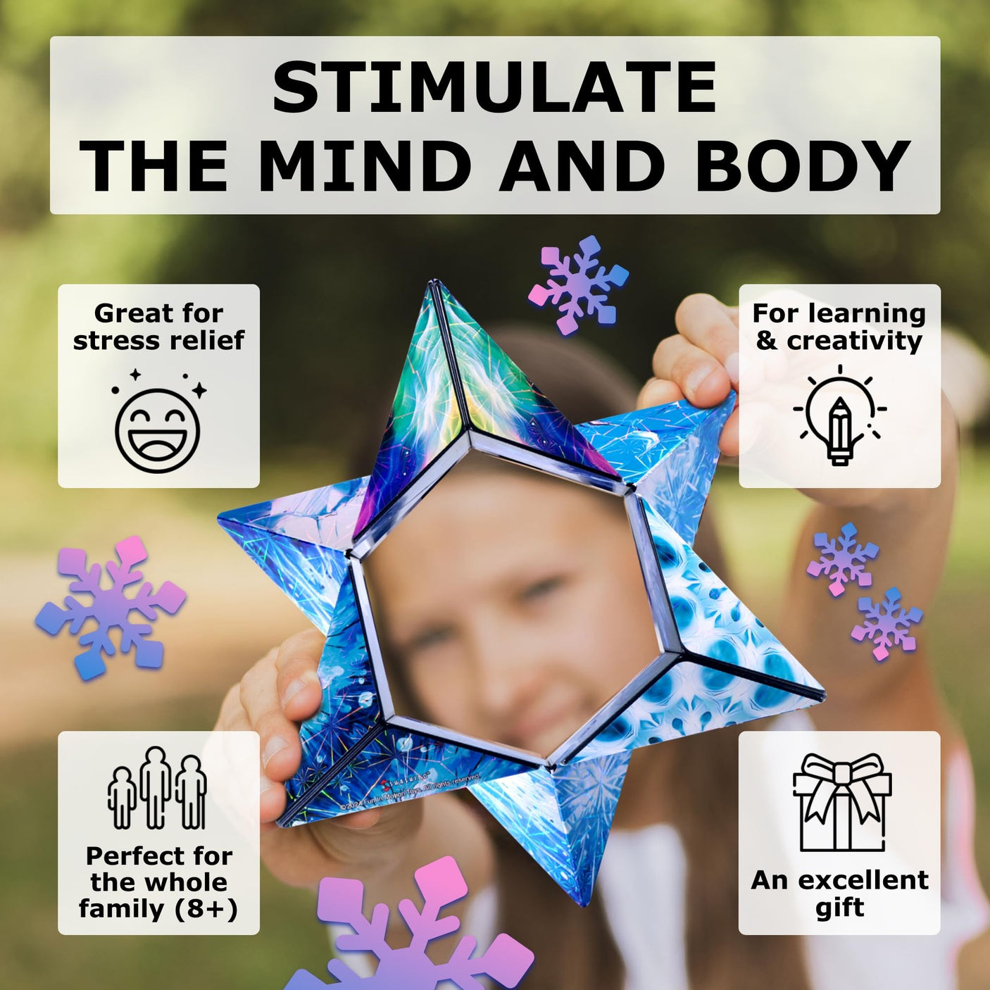 SHASHIBO Holographic Shape Shifting Box - STEM Magnetic Fidget Cube That Transforms Into Over 70 Shapes, Download Fun in Motion Toys Mobile App (Vapor)
