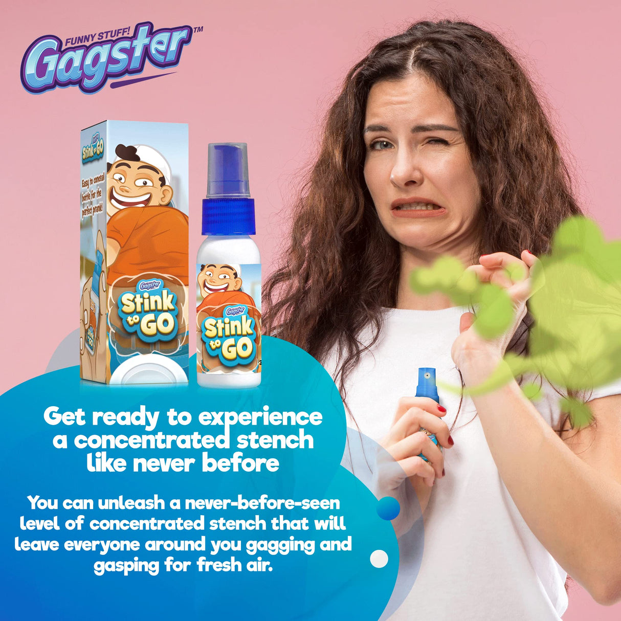 Gagster Prank Perfume - Hilarious Liquid Stink Spray Fragrance Bottle - Gag Gift for Fun Stuff Pranksters - Extra Strong - Girlfriend Prank - Realistic Package - Smelly Fake Perfume Atomizer
