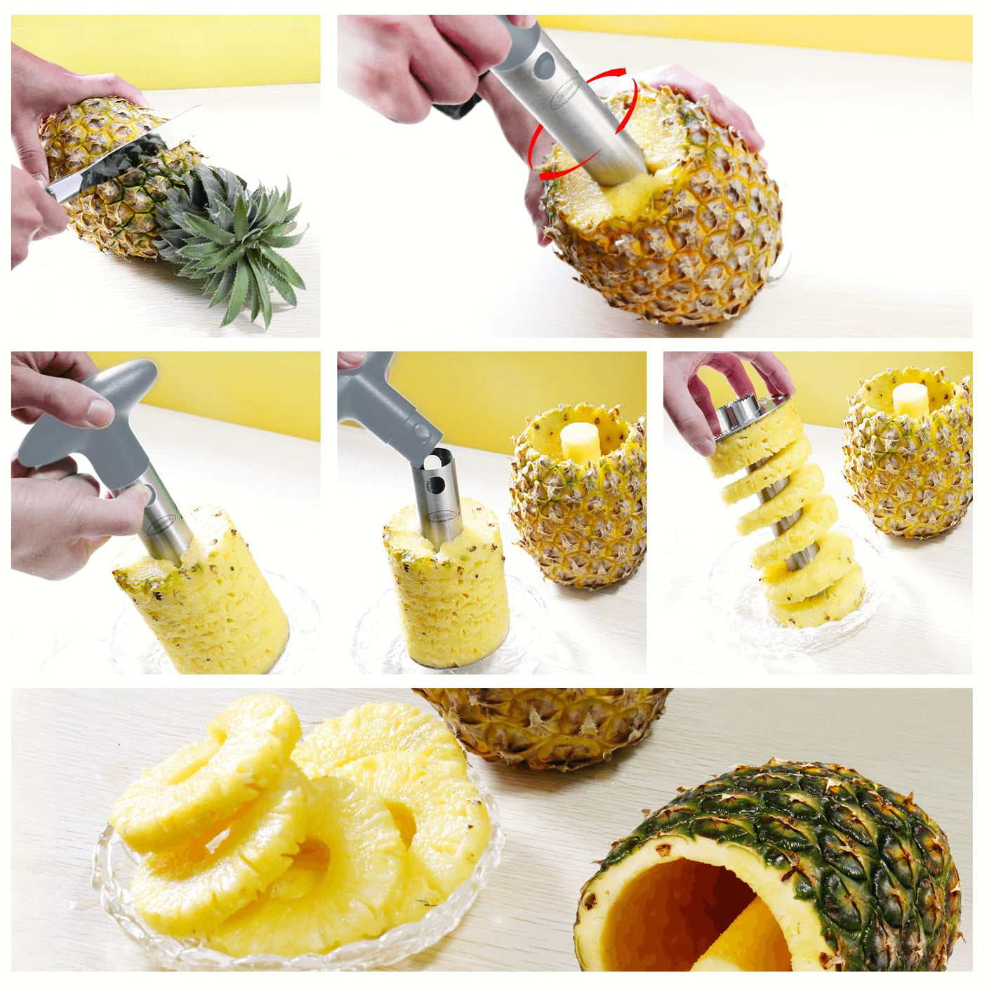 Pineapple Corer, [Upgraded, Reinforced, Thicker Blade] Newness Premium Pineapple Corer Remover (Black)