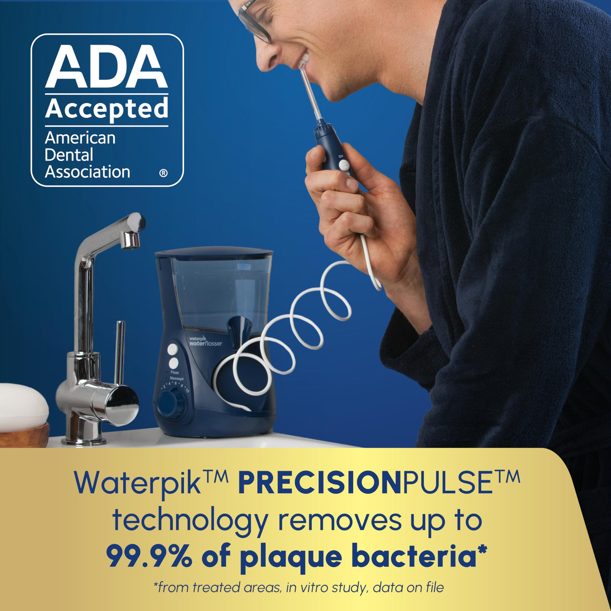 Waterpik Aquarius Water Flosser Professional For Teeth, Gums, Braces, Dental Care, Electric Power With 10 Settings, 7 Tips For Multiple Users And Needs, ADA Accepted, White WP-660, Packaging May Vary