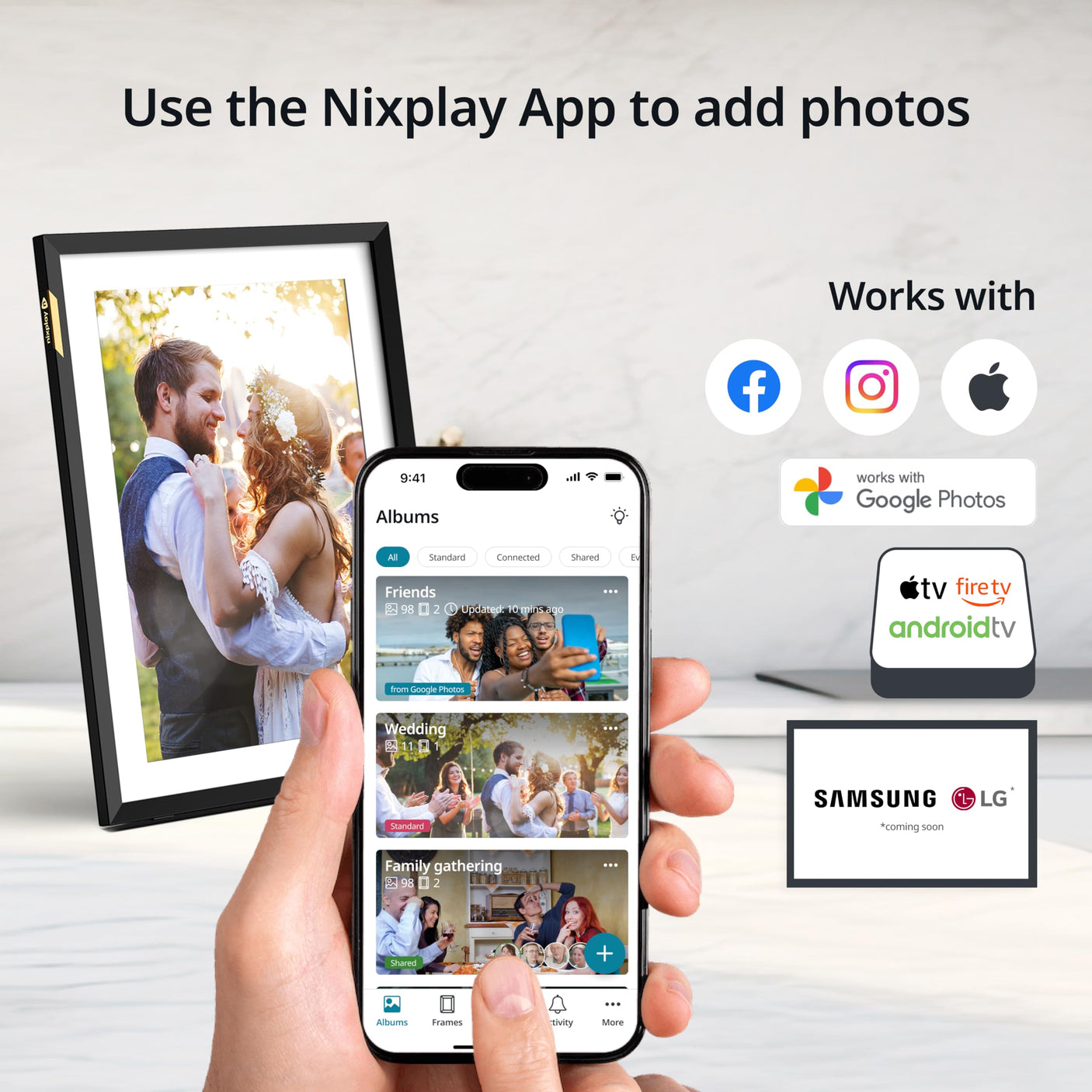 Nixplay Digital Picture Frame [AI-Enhanced] Stunning HD Touch Screen Display | Perfect Digital Picture Frame for Gifting | Auto-Rotation Feature, Securely Share Photos/Videos via Email or App | 10.1"