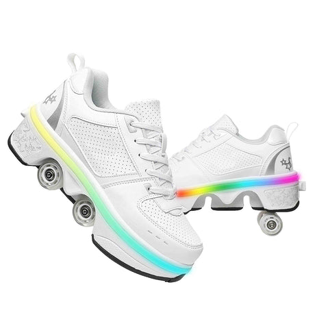Double-Row Deform Wheel Automatic Walking Shoes Invisible Deformation Roller Skate 2 in 1 Removable Pulley Skates Skating Parkour