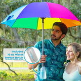 Original Mister Breeze, Sun Umbrella with Fan and Mister, Umbrella Mister with Built-in Fan for Festivals, Beach and More, Blocks Harmful Sun Rays, Mist bottle included, Silver