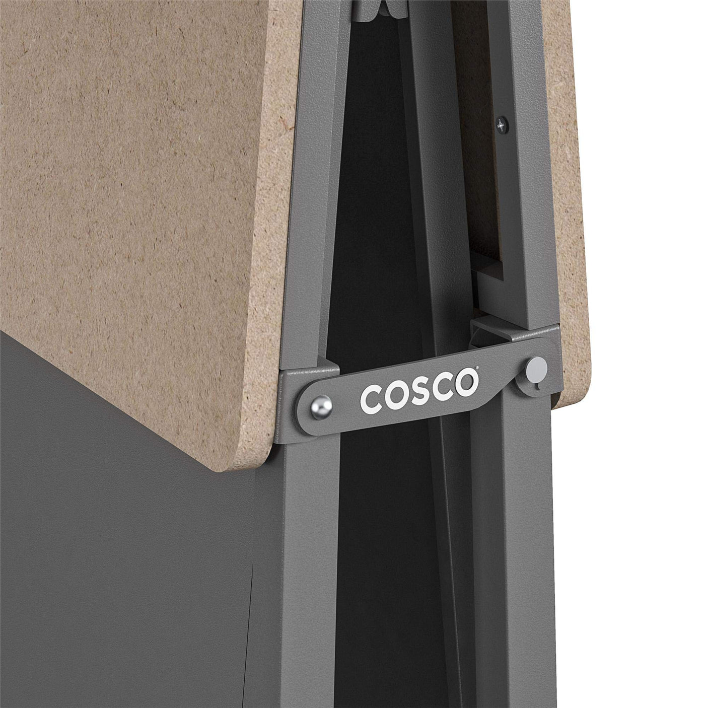 COSCO SmartFold Butcher Block Portable Workbench / Folding Utility Table (Hardwood Top, 700LB Total Weight Capacity, Locking Casters, Gray Steel Frame, 1 Pack)