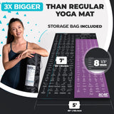 Extra-Large Instructional Yoga Mat with Poses Printed On It - 3X Bigger & 2X Wider than Regular Workout Mats - 150 Illustrated Yoga Poses and Stretches - Wide, Non-Slip, Barefoot Exercise Mat