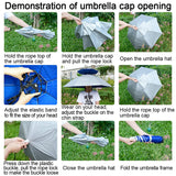 NEW-Vi Fishing Umbrella Hat Folding Adjustable Sun Rain Cap, 37.4”Oversize Hands Free Umbrellas, 7-Ribs Anti-UV Waterproof Headwear for Fishing Gardening Golf Sunshade Outdoor